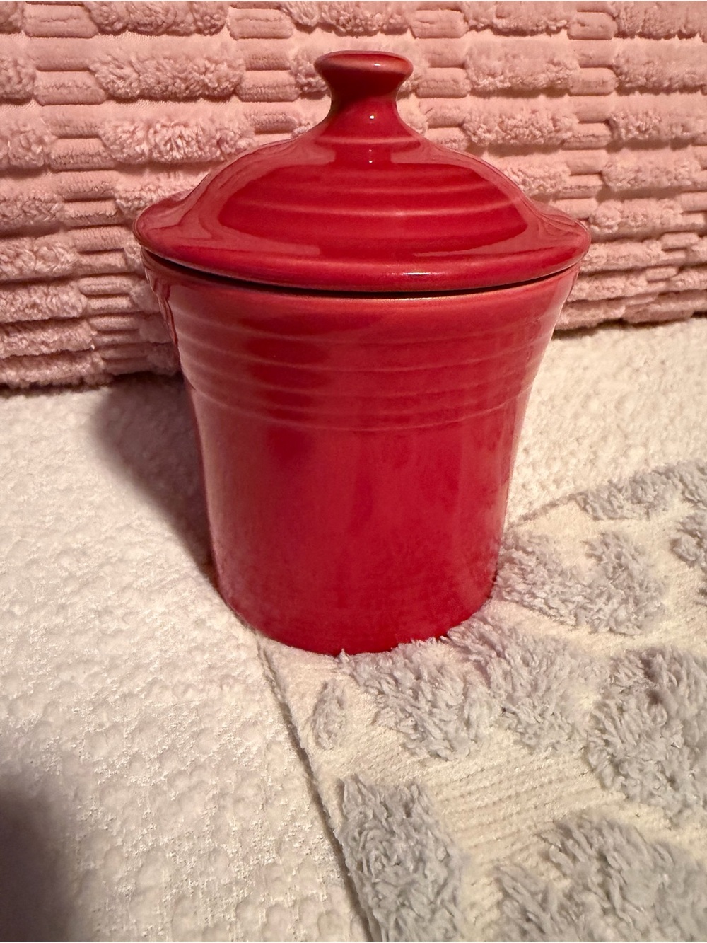 Fiesta Red Covered Ceramic Canister jam jar